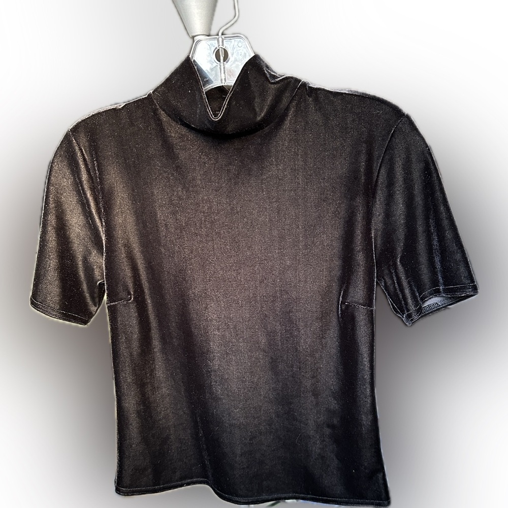 Elegant Vintage Bisou-Bisou Black Velvet Women's Top -size small